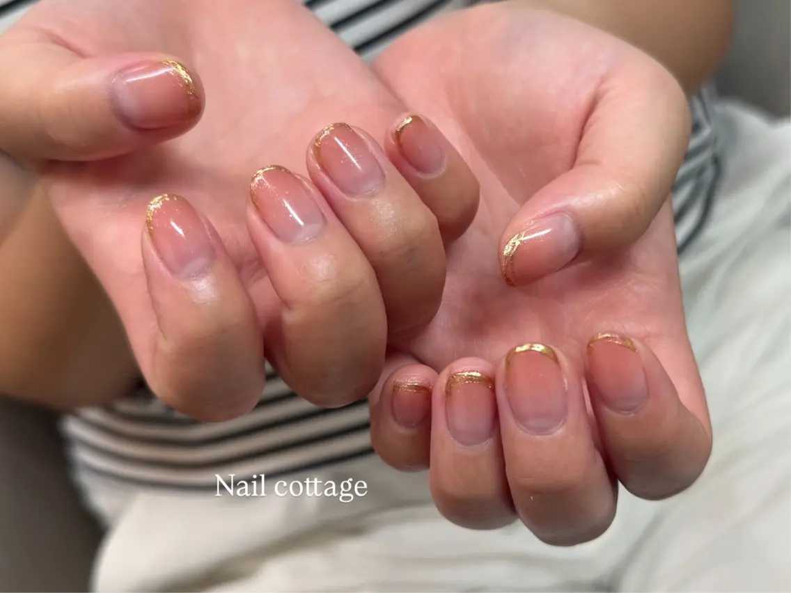 ネイル フレンチネイル グラデーション ミラーネイル オフィスネイル Nail cottageのネイルデザイン