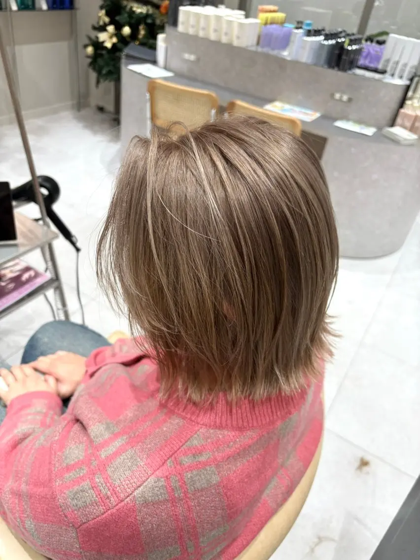 ミディアム ハイライト ヘアカラー バレイヤージュ/ヘア アレンジ/shionのヘアスタイル