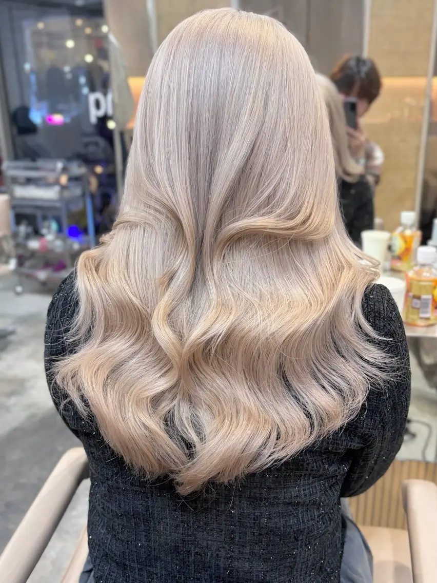 ロング カラー ベージュカラー ブリーチ ブロンド ブロンドベージュ ハイトーンカラー ヘアカラー トリートメント 失敗しないハイトーン ✨ミルクティー/ミワのヘアスタイル