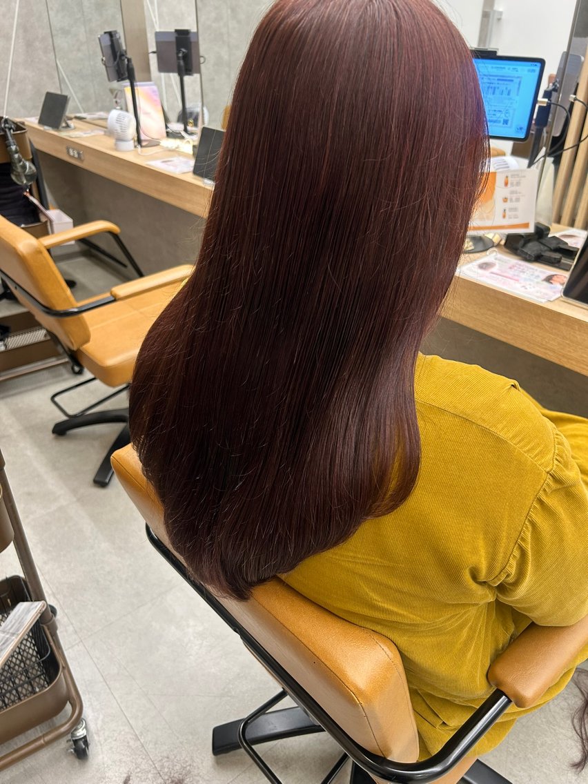 ロング カラー ボルドーカラー ヘアカラー トリートメント ボブ・暖色カラー🌟 瑚十音のヘアスタイル