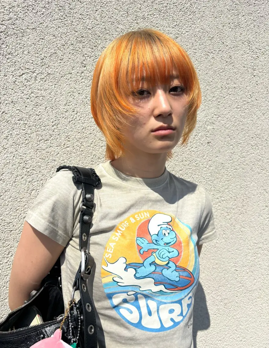 カラー ベージュカラー ブリーチ ケアブリーチ オレンジ 淺野 里音のヘアスタイル