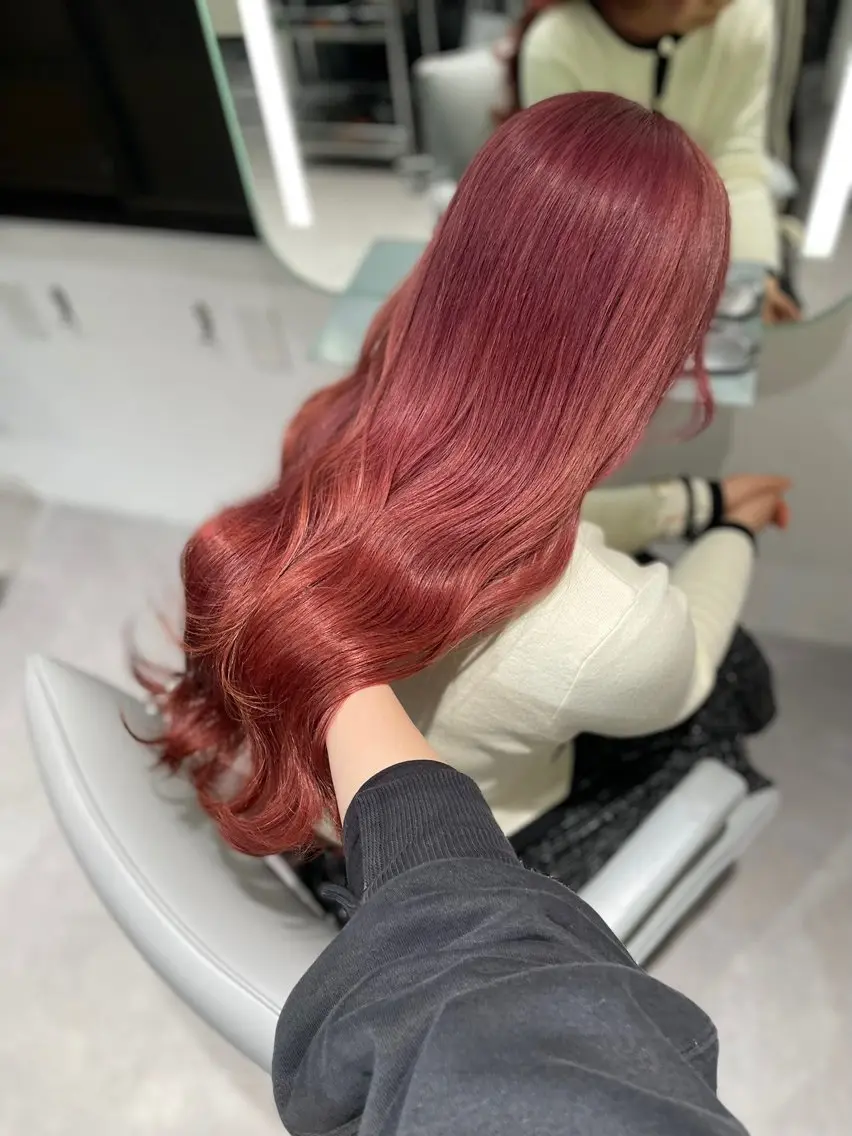 ロング ヘアカラー 縮毛矯正 トリートメント 透明感巻ける縮毛矯正 可愛いStyle杏琉のヘアスタイル