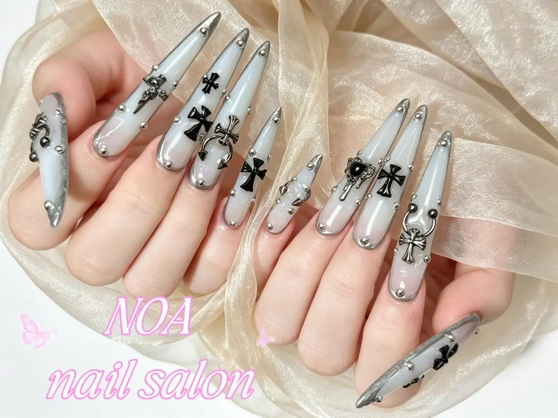 ロング 韓国風ヘア ハンドネイル Noa Nail あやのネイルデザイン