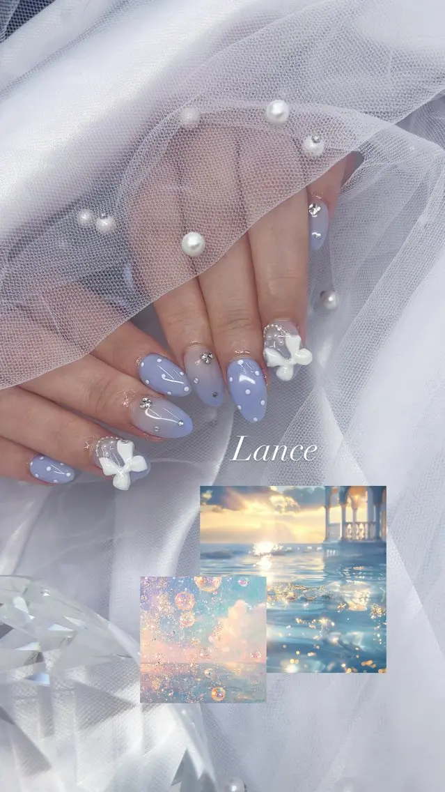 ネイル オーロラネイル フットネイル フレンチネイル ガラスフレンチ 氷ネイル・うるうるネイル ハンドネイル Lance nailのネイルデザイン