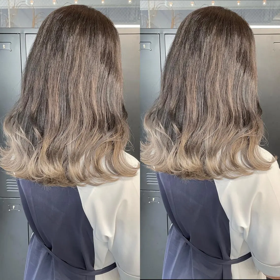 セミロング セミロングパーマ ミストバング ボブ ハイライト 髪質改善 カット ヘアカラー トリートメント 韓国風レイヤー ハイトーンRYOTAのヘアスタイル