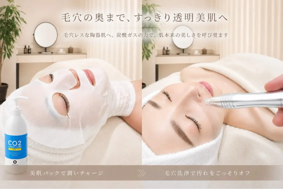 カーボキシー高濃度CO2パック×ハイドロ3D毛穴洗浄💕人気のセット🎶肌を引き締め透明感up+黒ずみレスツルツル鼻🥸の写真