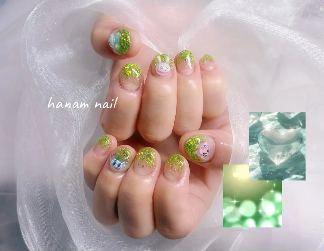 ネイル ハンドネイル hanam nail 🌿🩵ハナムネイルのネイルデザイン