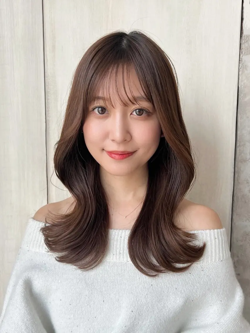 セミロング レイヤーカット カット ヘアカラー トリートメント 🧡くびれヘア/前髪 顔周り🧡久原結衣のヘアスタイル