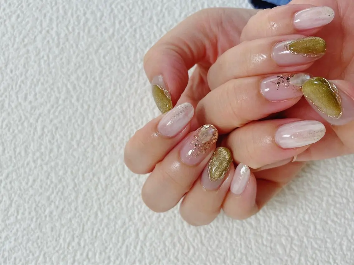 ネイル 桜ネイル フレンチネイル ジェルネイル ガラスフレンチ 韓国ネイル ハンドネイル kiki nail &brow二子玉川のネイルデザイン