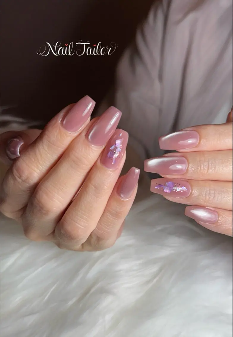ネイル 長さ出し マグネットネイル オフィスネイル ワンカラーネイル ピンク ハンドネイル NailTailor ネイルテイラーのネイルデザイン