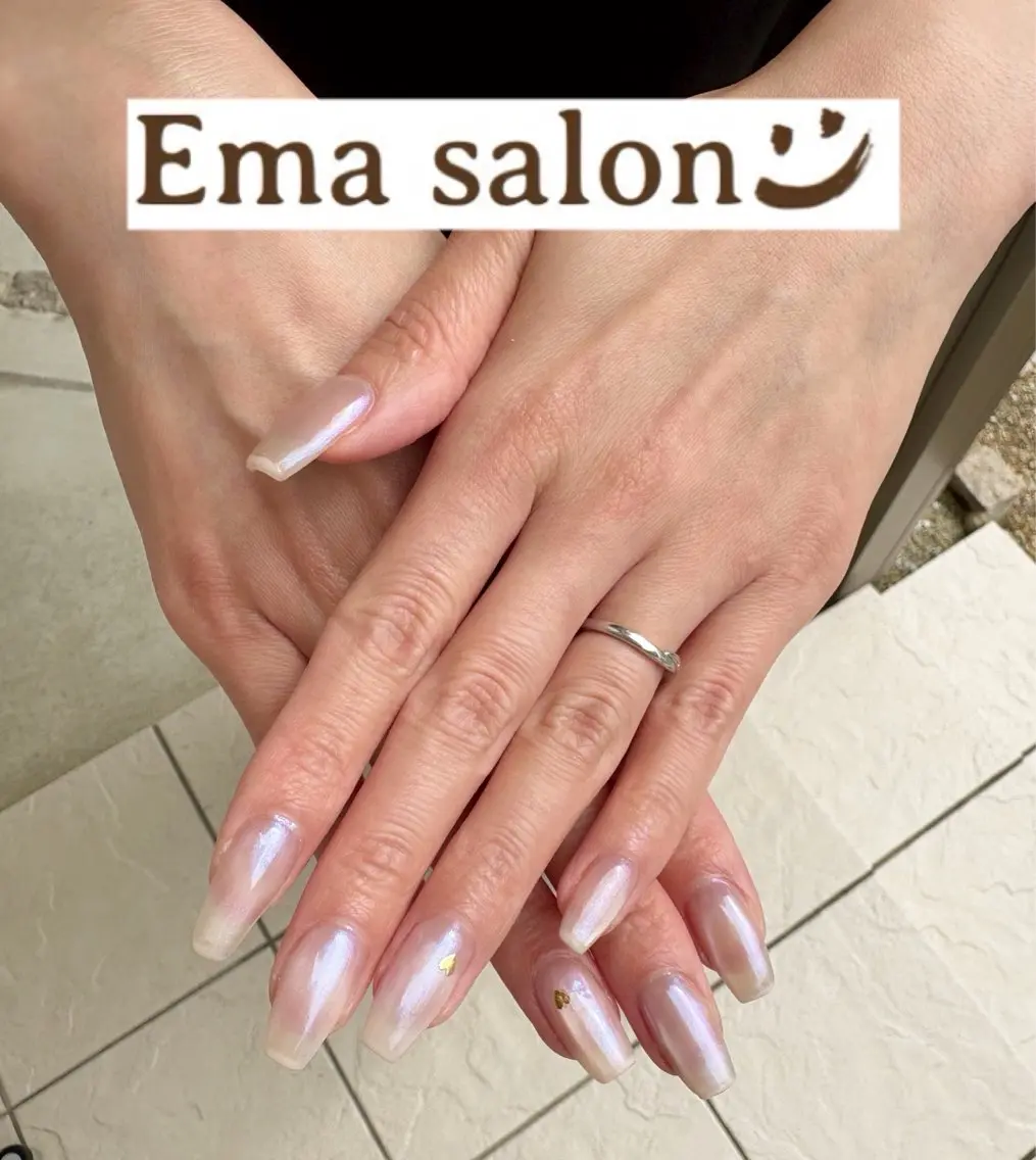 ネイル オーロラネイル フレンチネイル マグネットネイル 持ち込み ピンク ハンドネイル Ema salon hiromiのネイルデザイン