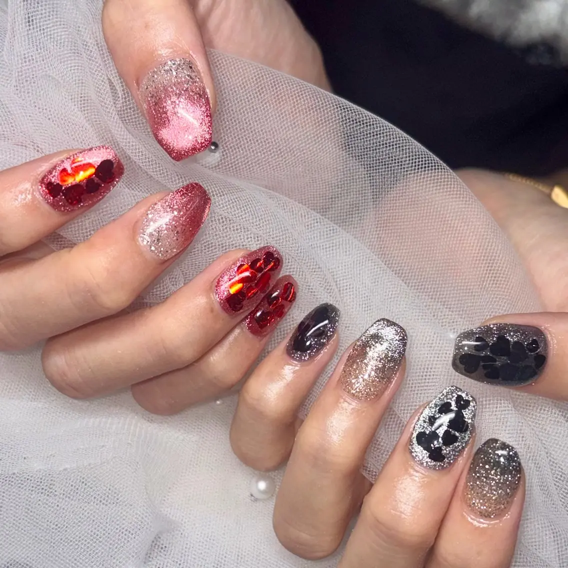 ネイル ハート ハンドネイル y's beauty京橋店のネイルデザイン