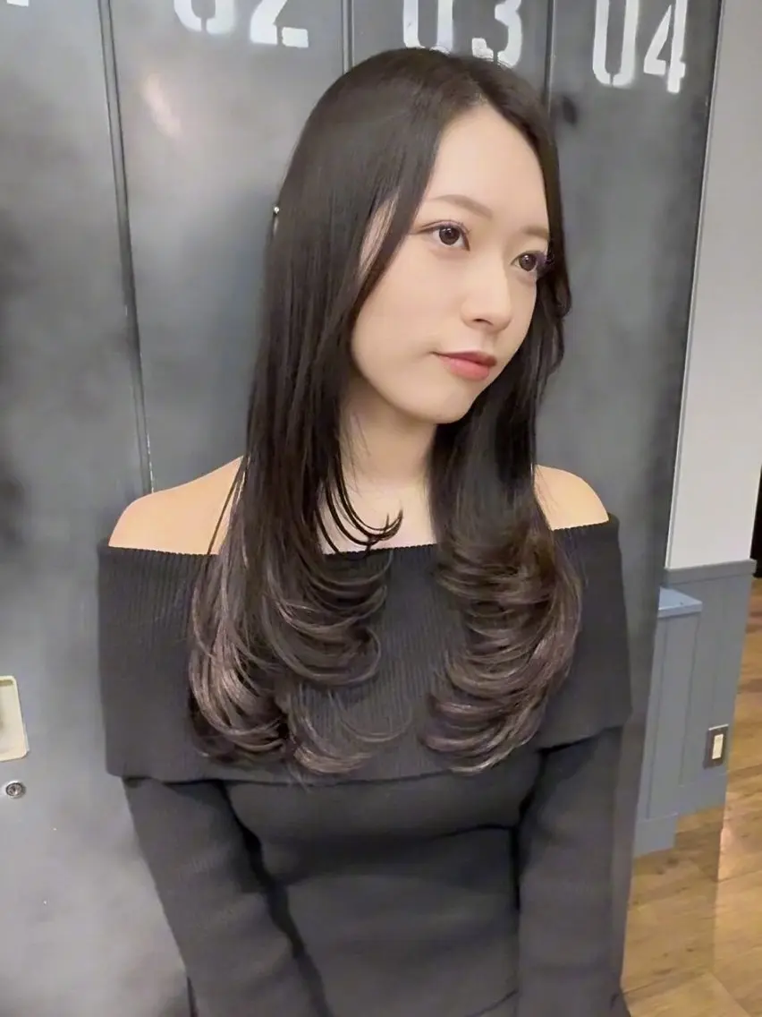 ロング 顔まわりレイヤー 韓国風ヘア レイヤーカット 韓国STYLE 小久保のヘアスタイル
