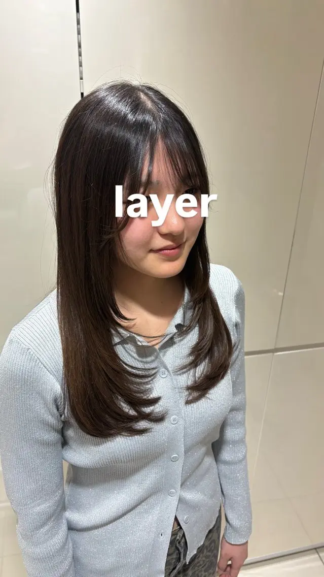 ロング 顔まわりレイヤー 顔周りカット レイヤーカット 後藤 茉子のヘアスタイル