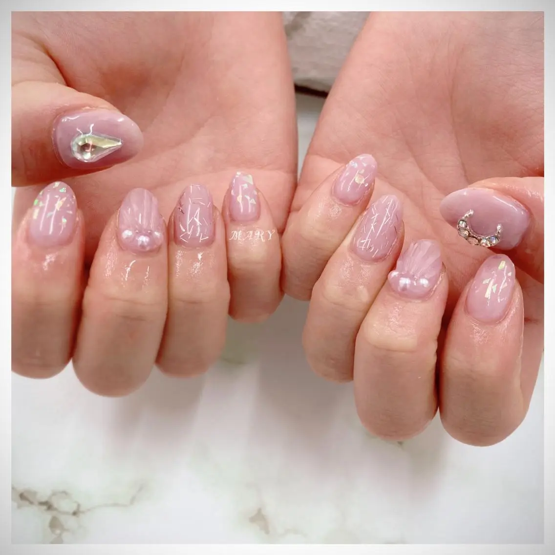 ネイル ニュアンスネイル ピンク パープル ハンドネイル Mary nail .narumiのネイルデザイン