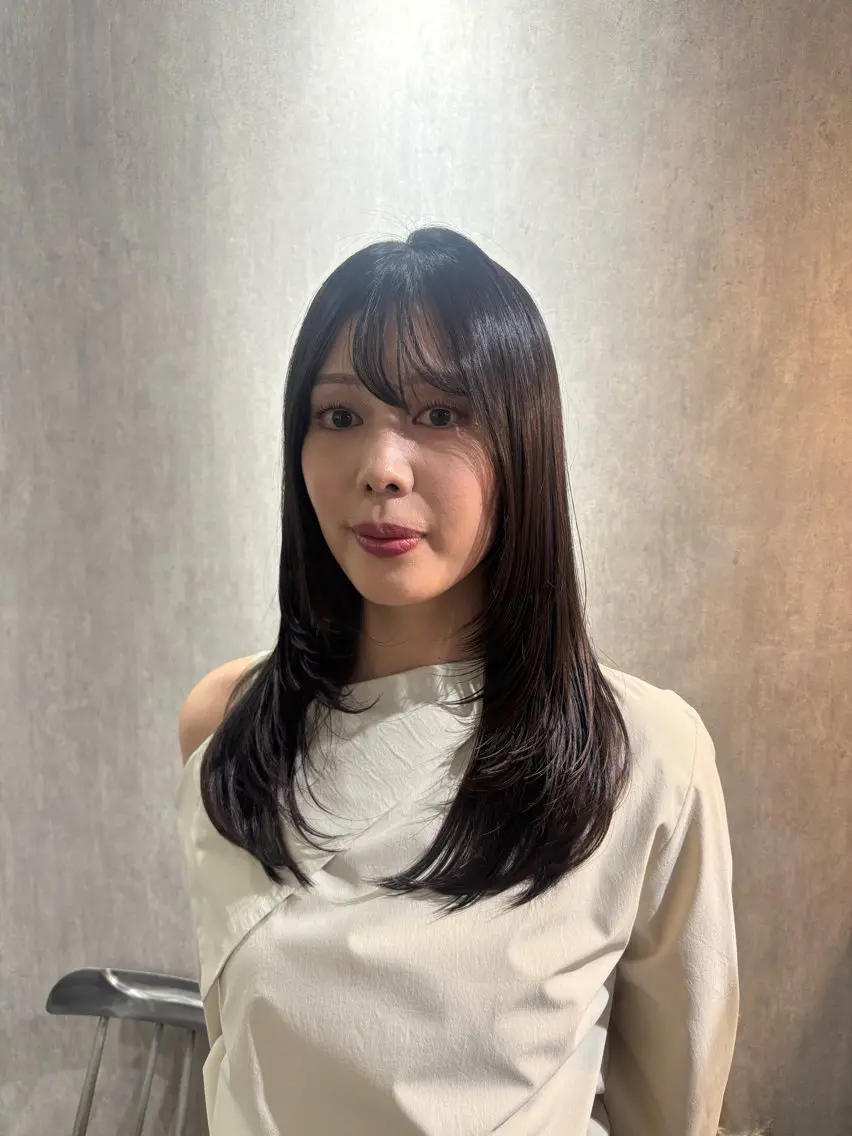 ロング 顔周りカット 韓国風ヘア レイヤーカット カット 石原 望来のヘアスタイル