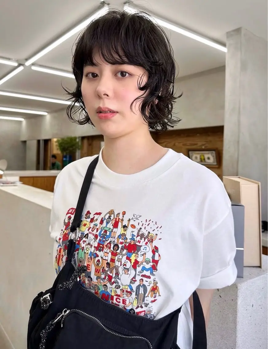 ショート パーマ ボブレイヤー ボブ レイヤーカット カット パーマ トリートメント パーマ /レイヤー 榛地渉馬 /矢場町のヘアスタイル