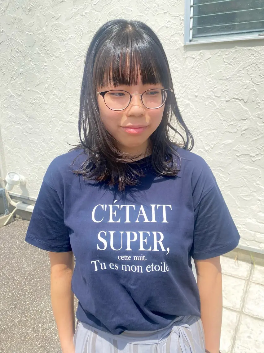 ミディアム カラー カット 縮毛矯正 トリートメント 竹内 柚子のヘアスタイル