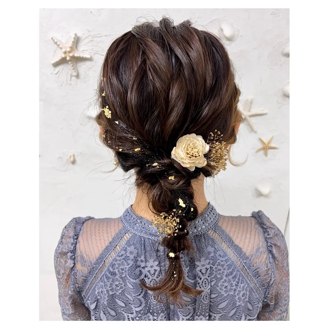ヘアアクセ付きヘアセット【パールピン、金箔、銀箔】からお選び頂けます✨店内にその他のヘアアクセも販売してますの写真