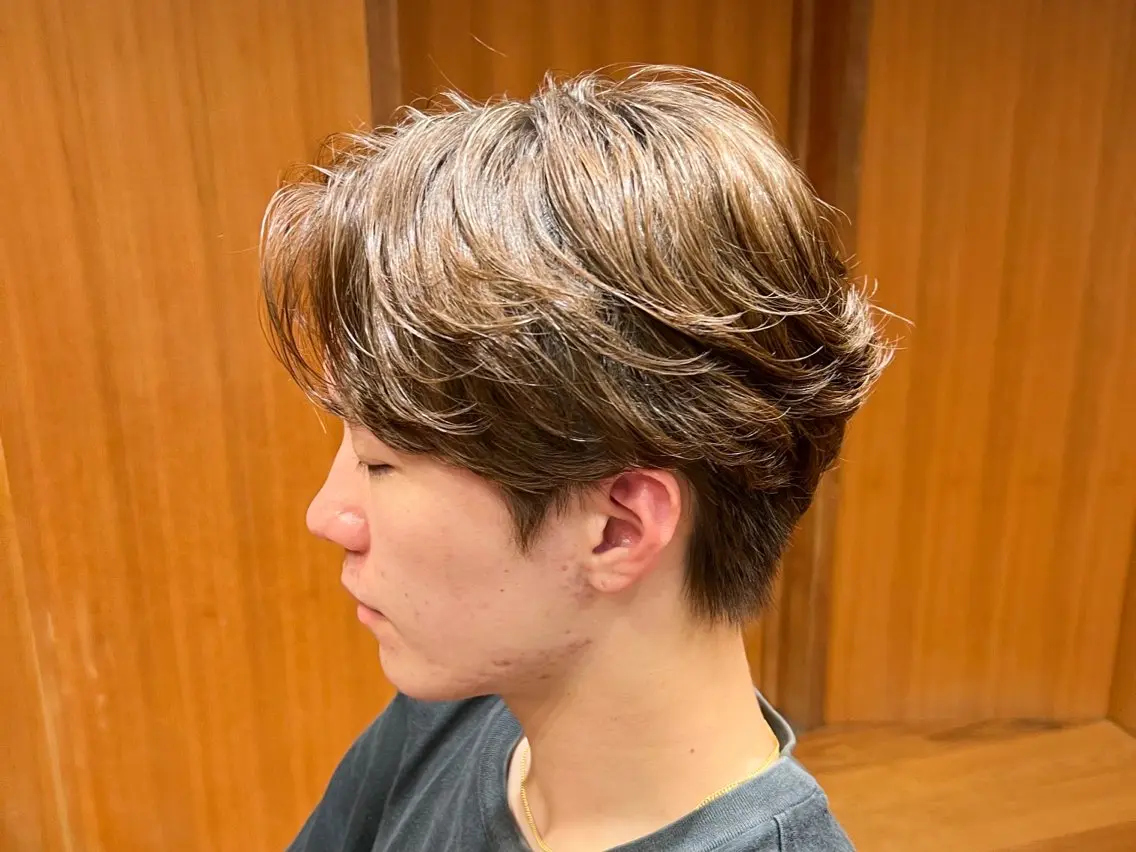 ショート カラー パーマ メンズ マッシュ メンズパーマ ニュアンスパーマ カット パーマ トリートメント 平尾薬院メンズカット FLICK/パーマのヘアスタイル