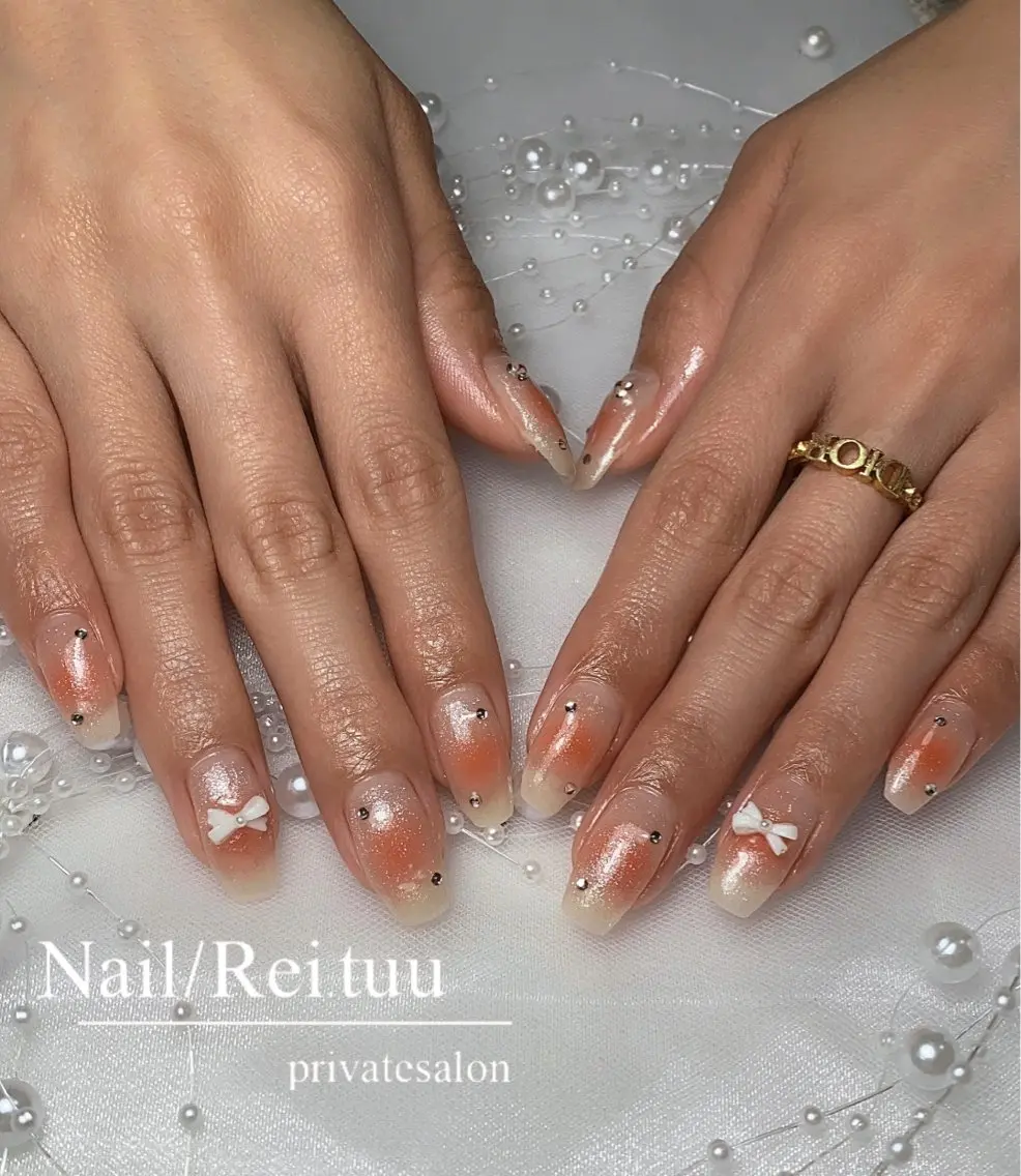 ネイル チークネイル フラッシュネイル フットネイル フレンチネイル ガラスフレンチ Nailsalon / Rei.tuuのネイルデザイン
