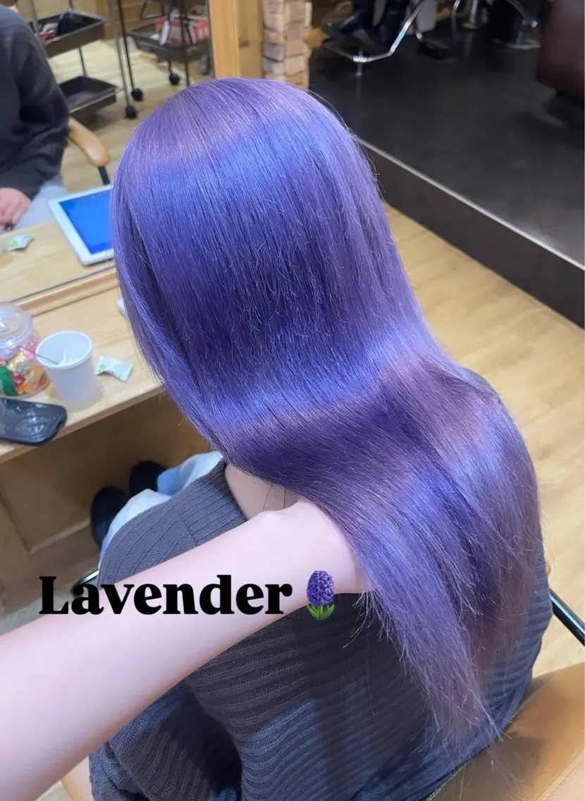 ロング カラー ブリーチ ブルーカラー ブルーラベンダー ダブルカラー ラベンダーカラー ヘアカラー トリートメント 髪質改善| ブリーチ 絹髪🦋shukaのヘアスタイル