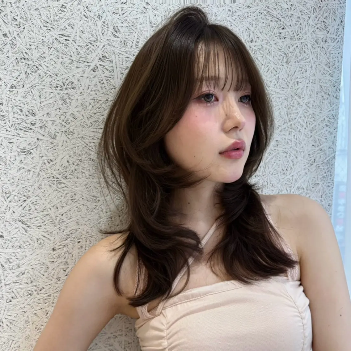 セミロング ハッシュカット ハイレイヤー レイヤーカット カット ヘアカラー トリートメント Mizuki /SOYONのヘアスタイル