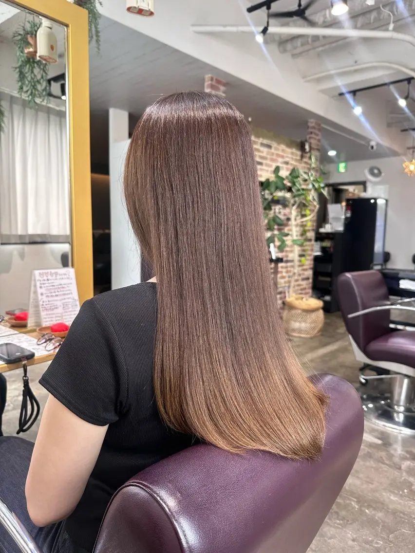 ロング カラー 縮毛矯正 カット 縮毛矯正 Saki💛心斎橋 髪質改善/艶カラーのヘアスタイル