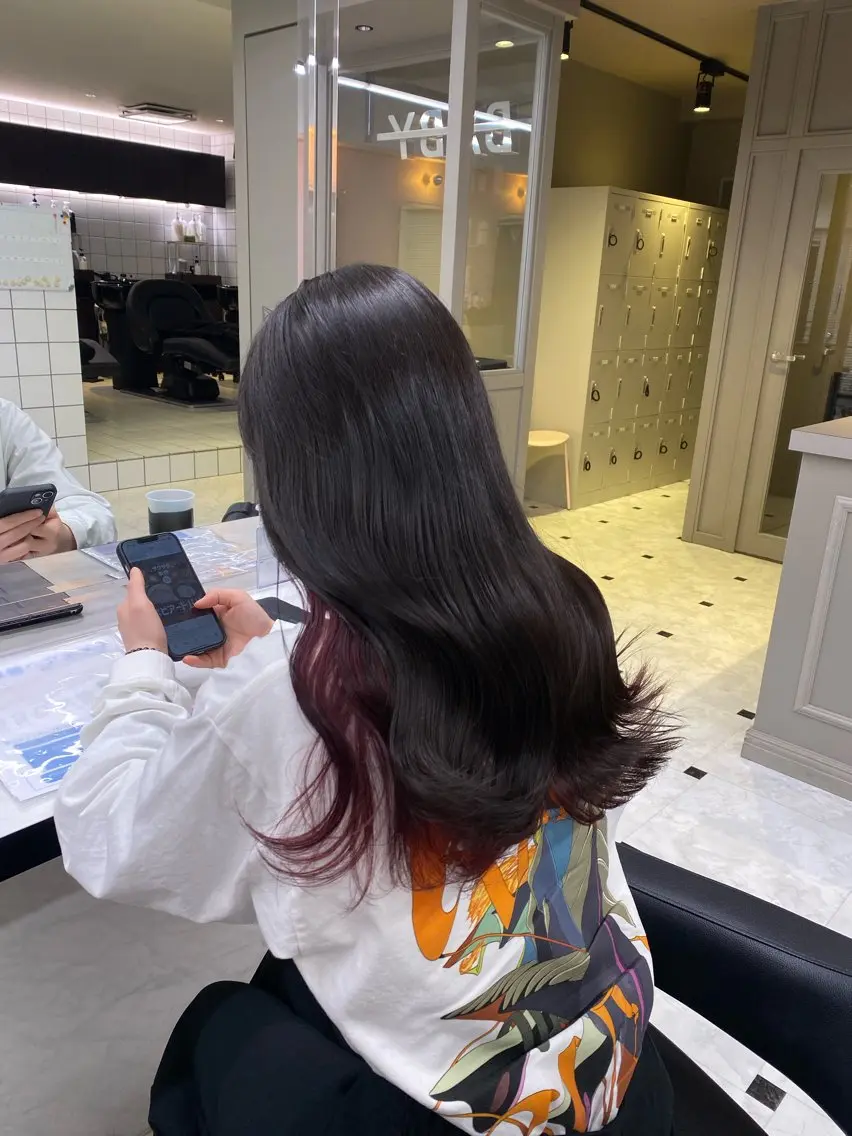 ロング カラー ヘアカラー トリートメント ヘッドスパ ヘアセット ♥️韓国風透明感 暖色misa♥️のヘアスタイル