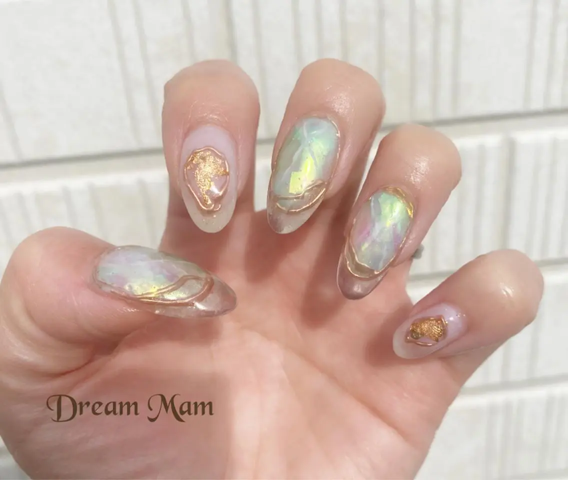 ネイル フレンチネイル ジェルネイル グリーン 大理石ネイル(マーブル) マットネイル Nail Salon Dream Mamのネイルデザイン