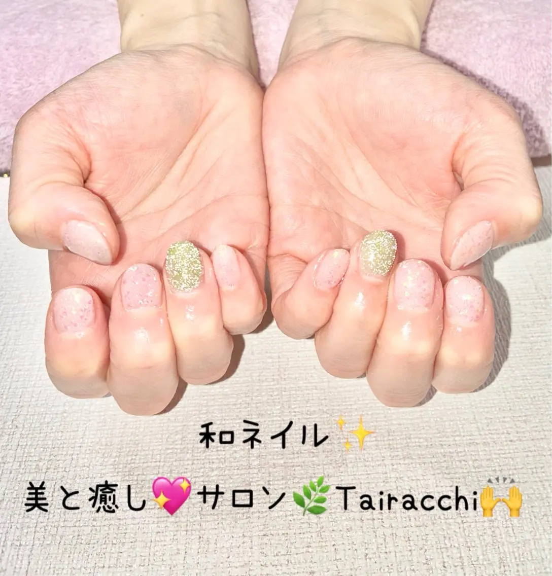 ネイル オーロラネイル キラキラネイル ラメ(グリッター) 大理石ネイル(マーブル) ピンク フットネイル Tairacchi タイラッチのエステ・リラクイメージ