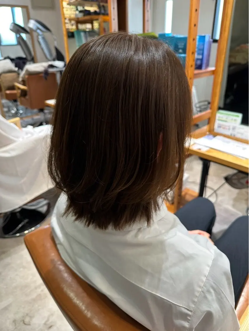 ミディアム カラー ベージュカラー フォギーベージュ ボブ 笠原 裕貴のヘアスタイル