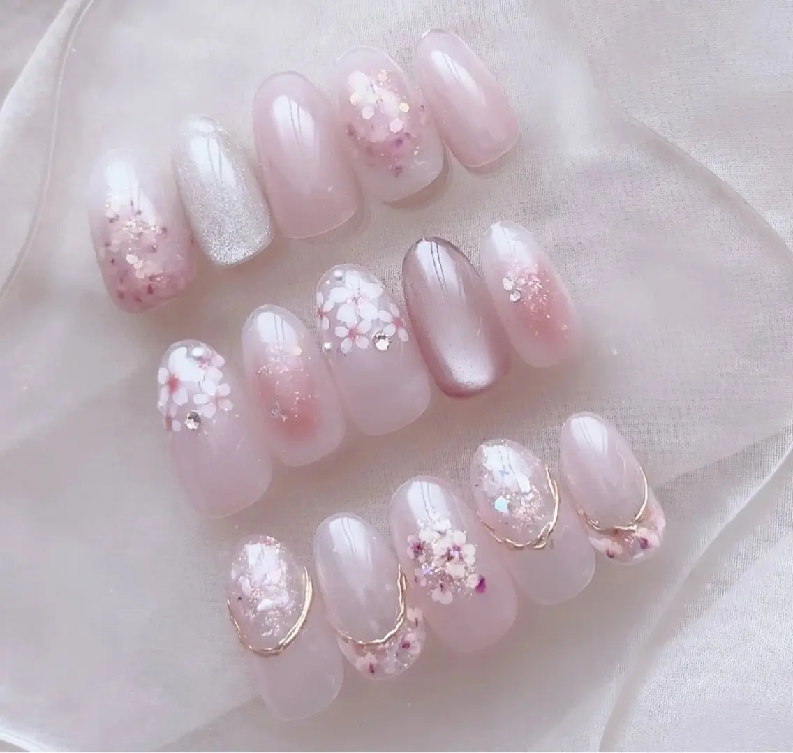 ネイル アートネイル チークネイル 長さ出し フラワーネイル フレンチネイル YK Beauty Salonのマツエク・マツパデザイン