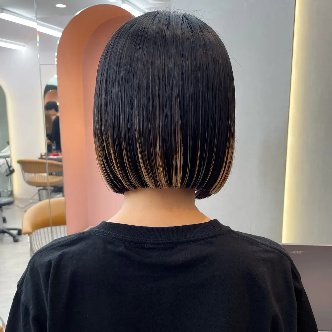 ショート カラー カット ヘアカラー トリートメント 縮毛矯正/ストンボブ Wカラー💎ヒデジのヘアスタイル
