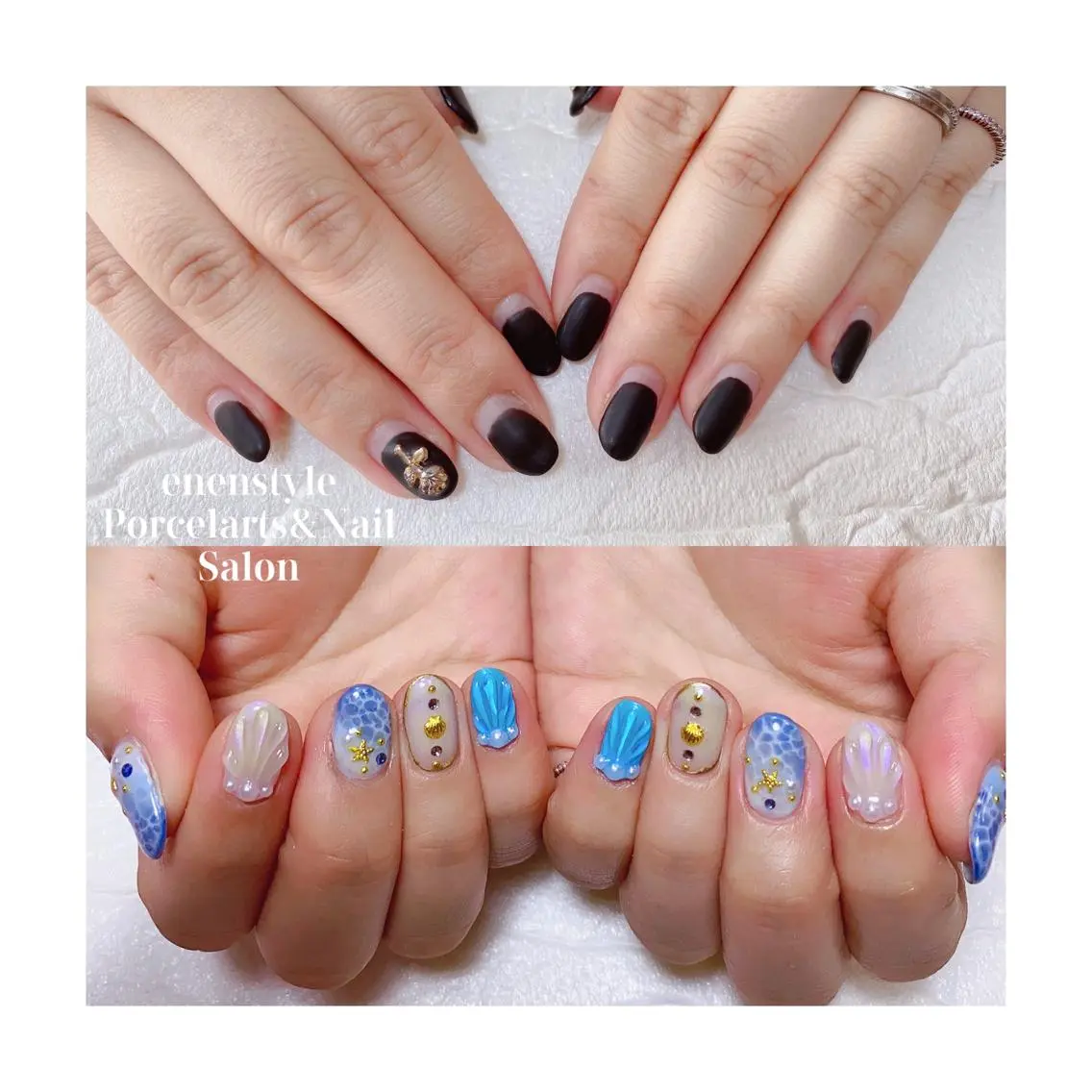 ミディアム ネイル ハンドネイル 🐾enen style 🐾のネイルデザイン