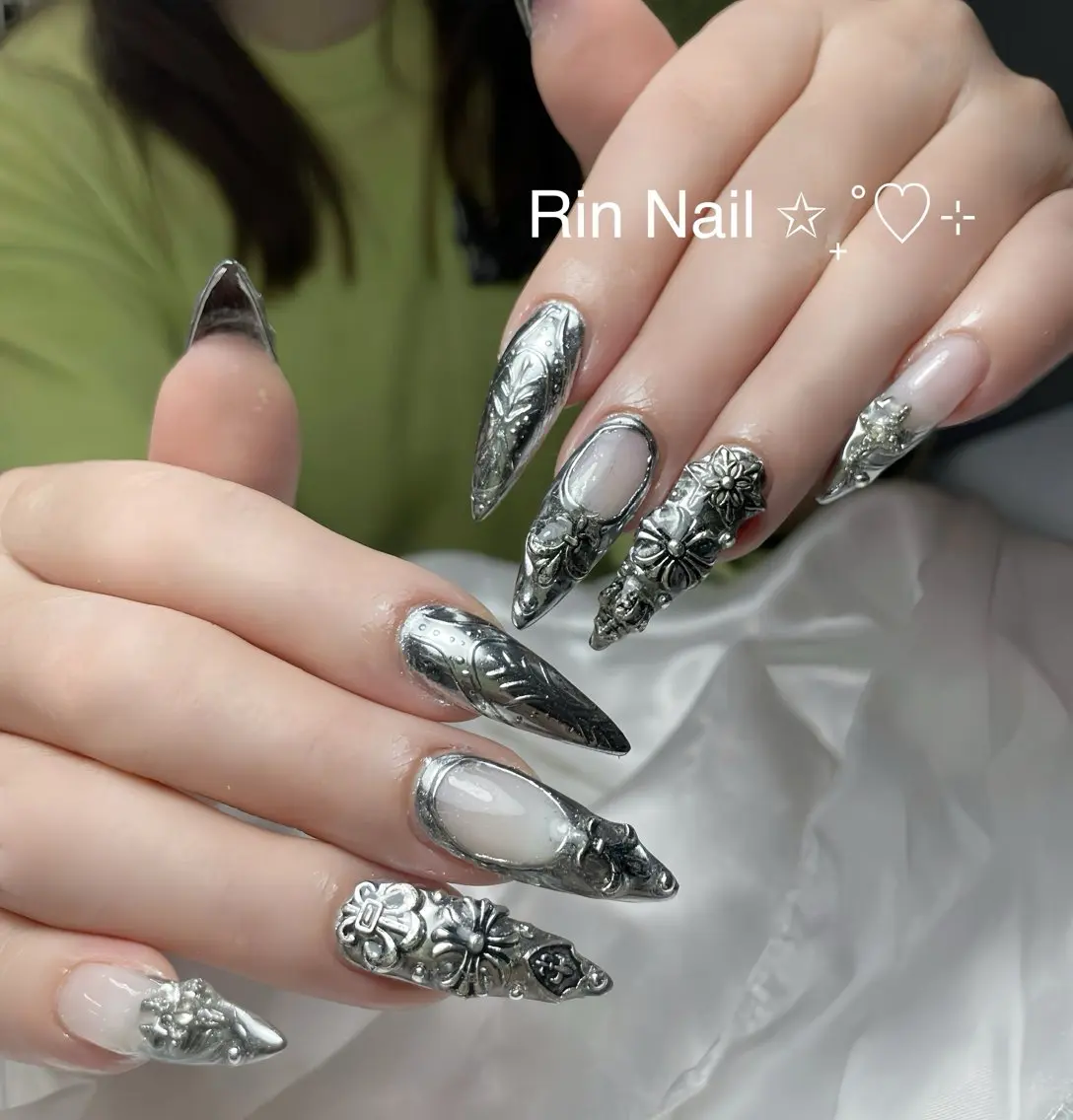 ネイル アートネイル ロングネイル ニュアンスネイル スカルプネイル ネイルチップ ハンドネイル Rin Nail 新大久保店のネイルデザイン