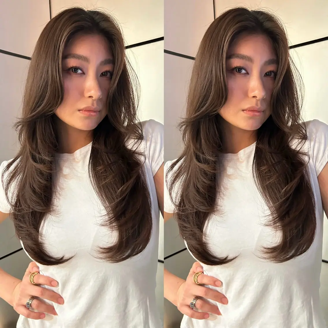 ロング カラー カット ヘアカラー トリートメント 🍒ハイレイヤー🍒 海外ヘア🍒Momoのヘアスタイル