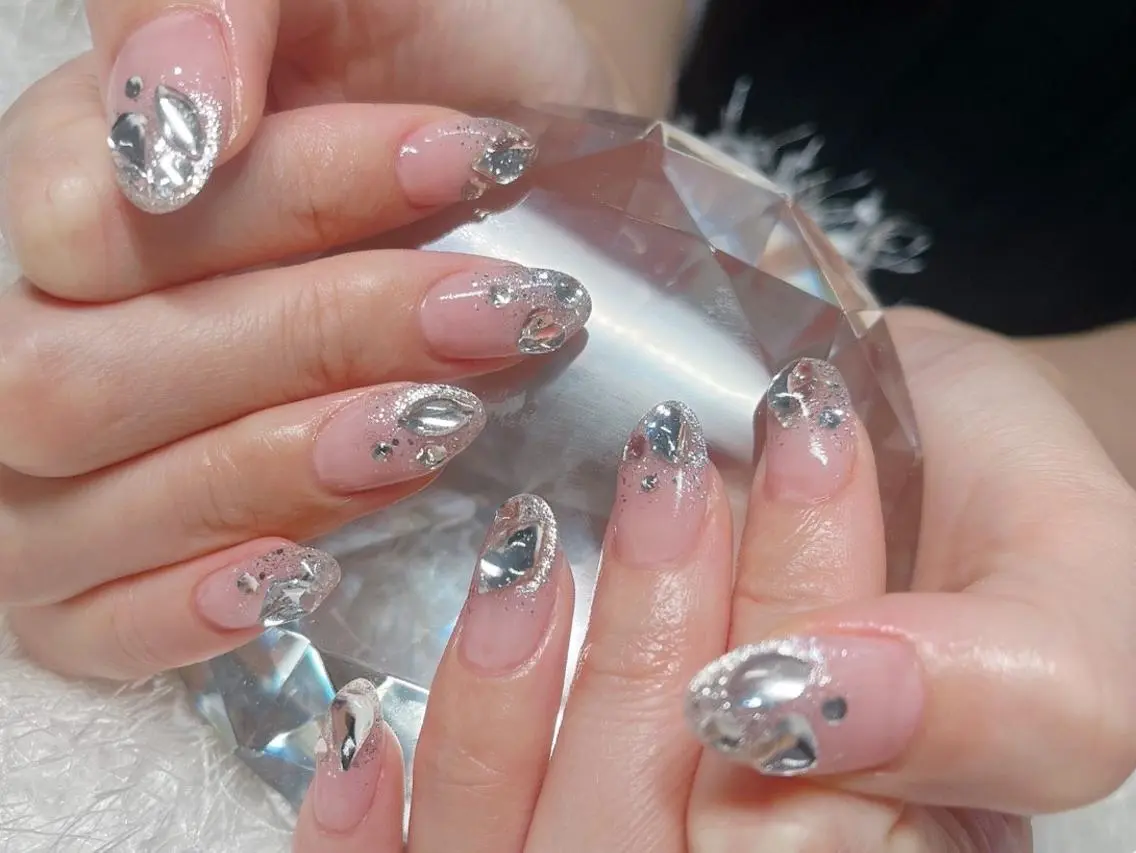 ネイル 長さ出し ジェルネイル グラデーション 韓国ネイル ラメ(グリッター) ハンドネイル Nail&eye Belire 新宿のネイルデザイン