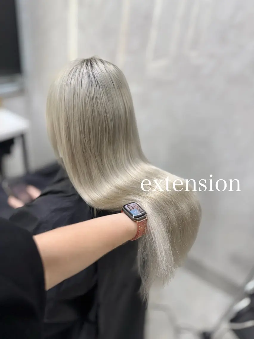 ロング カラー エクステ エクステ エクステ🩵ブリーチ 韓国ヘア🩵KAEのヘアスタイル