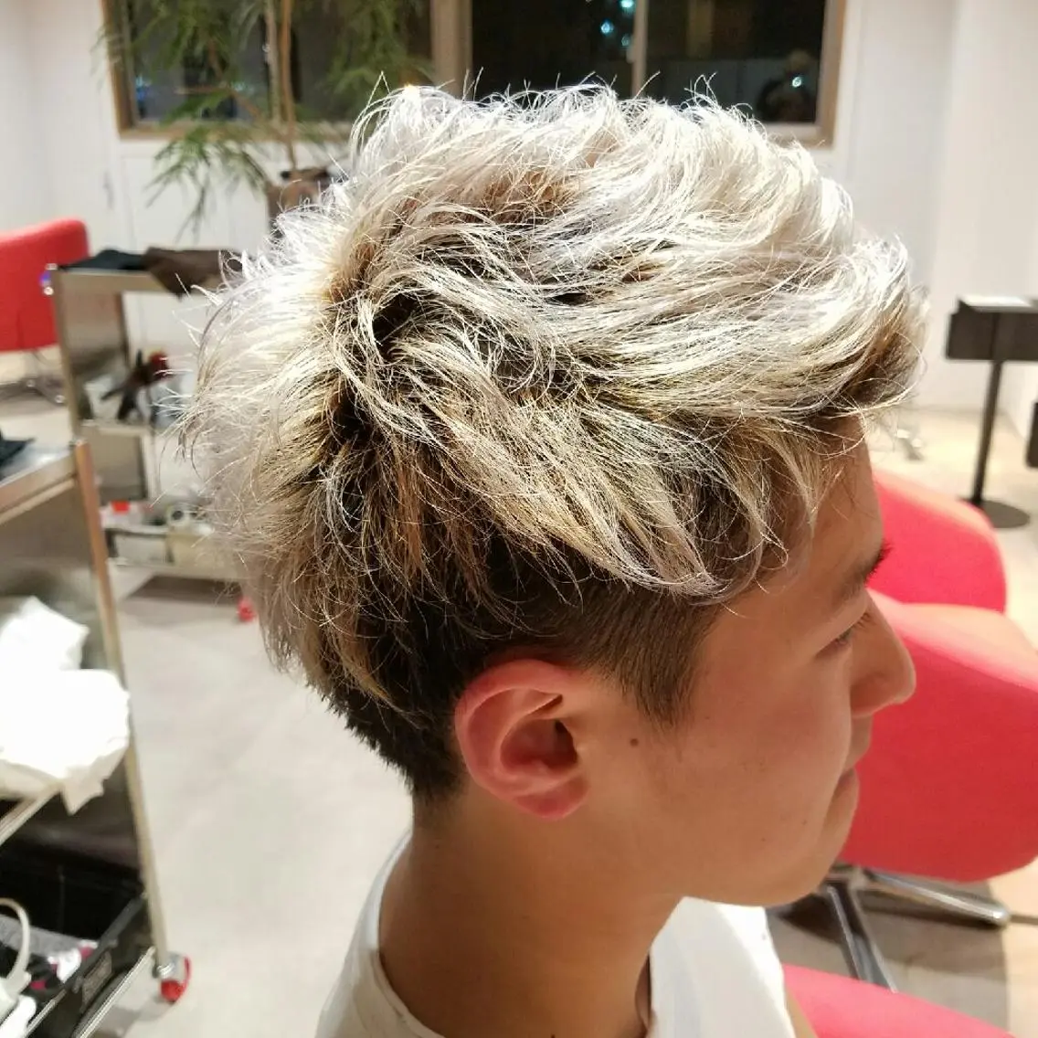 ショート カラー メンズ アッシュ ホワイトアッシュ 田中 光のヘアスタイル