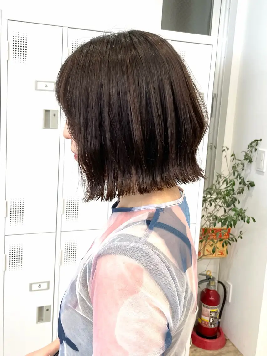 ショート カラー 切りっぱなしボブ 透明感カラー グレージュ ボブ 似合わせカット カット ヘアカラー トリートメント 艶髪/髪質改善 ナカムラのヘアスタイル