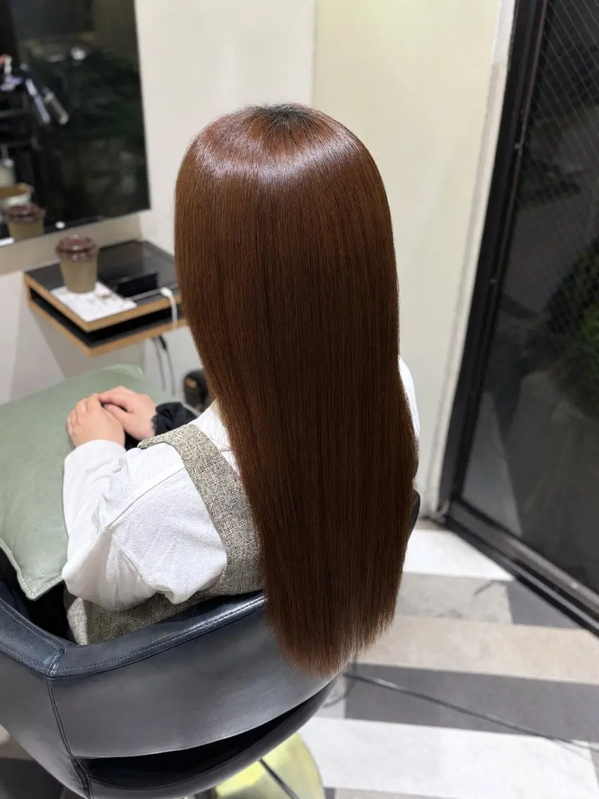 ロング 縮毛矯正 久保 佑真のヘアスタイル