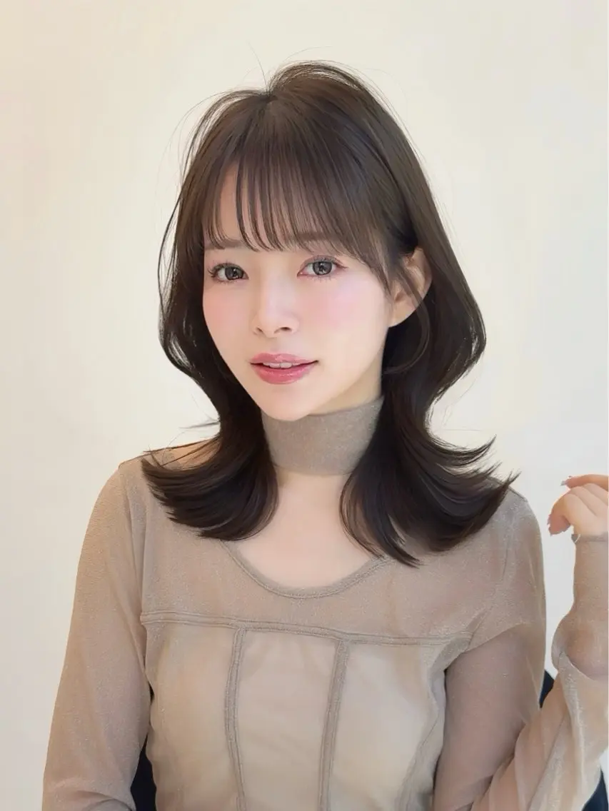 ミディアム ミディアムレイヤー くびれヘア 韓国風ヘア レイヤーカット カット ヘアカラー ♦ブリーチなしカラー ×レイヤー♦中島良太のヘアスタイル