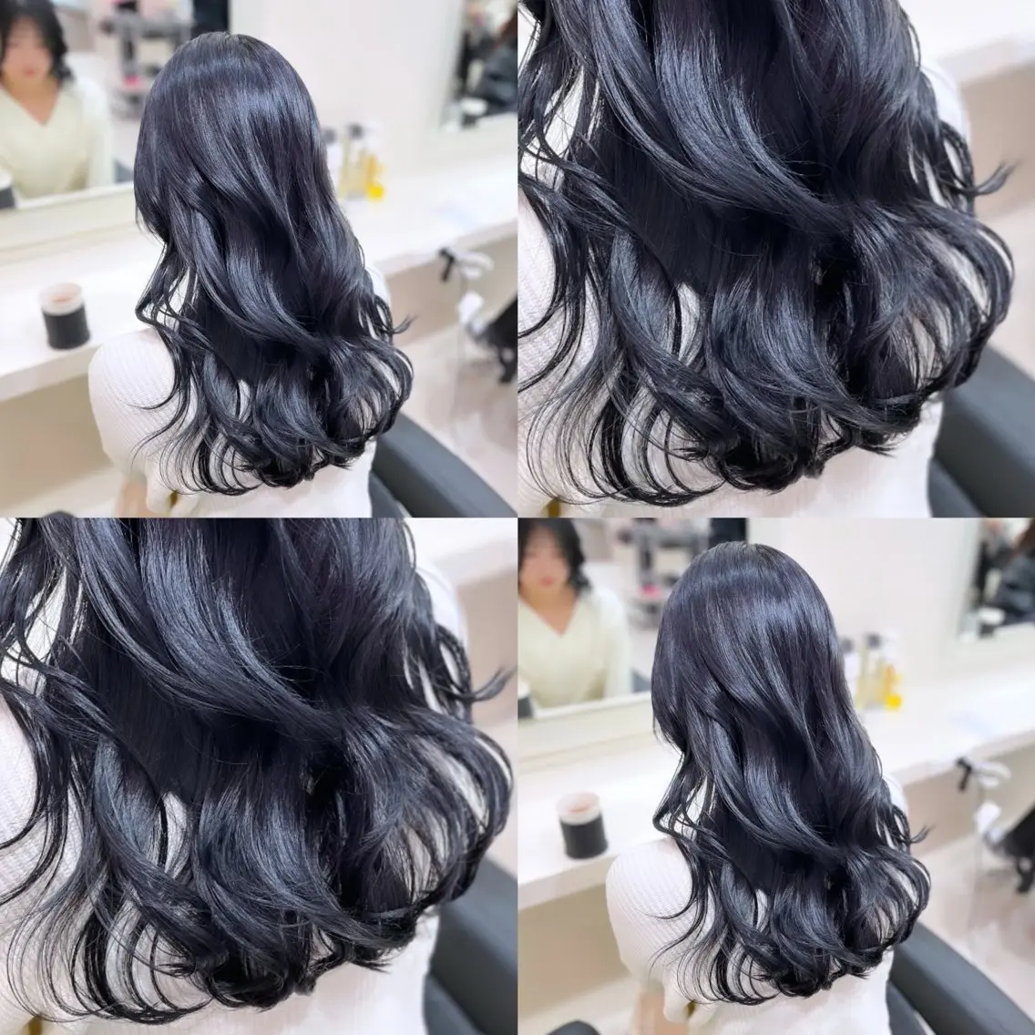 ロング 髪質改善 韓国風ヘア レイヤーカット 似合わせカット カット ヘアカラー トリートメント 縮毛矯正× ブルーブラック/池袋のヘアスタイル