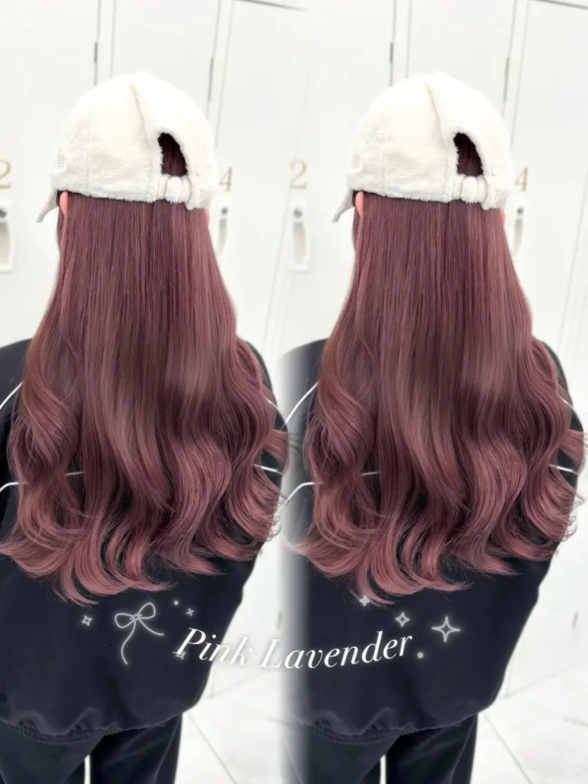 ロング カラー ブリーチ ラベンダーカラー ピンクカラー ピンクラベンダー トリートメント カット ヘアカラー トリートメント 盛れる顔まわり🤍 渋谷/Risa🎀のヘアスタイル
