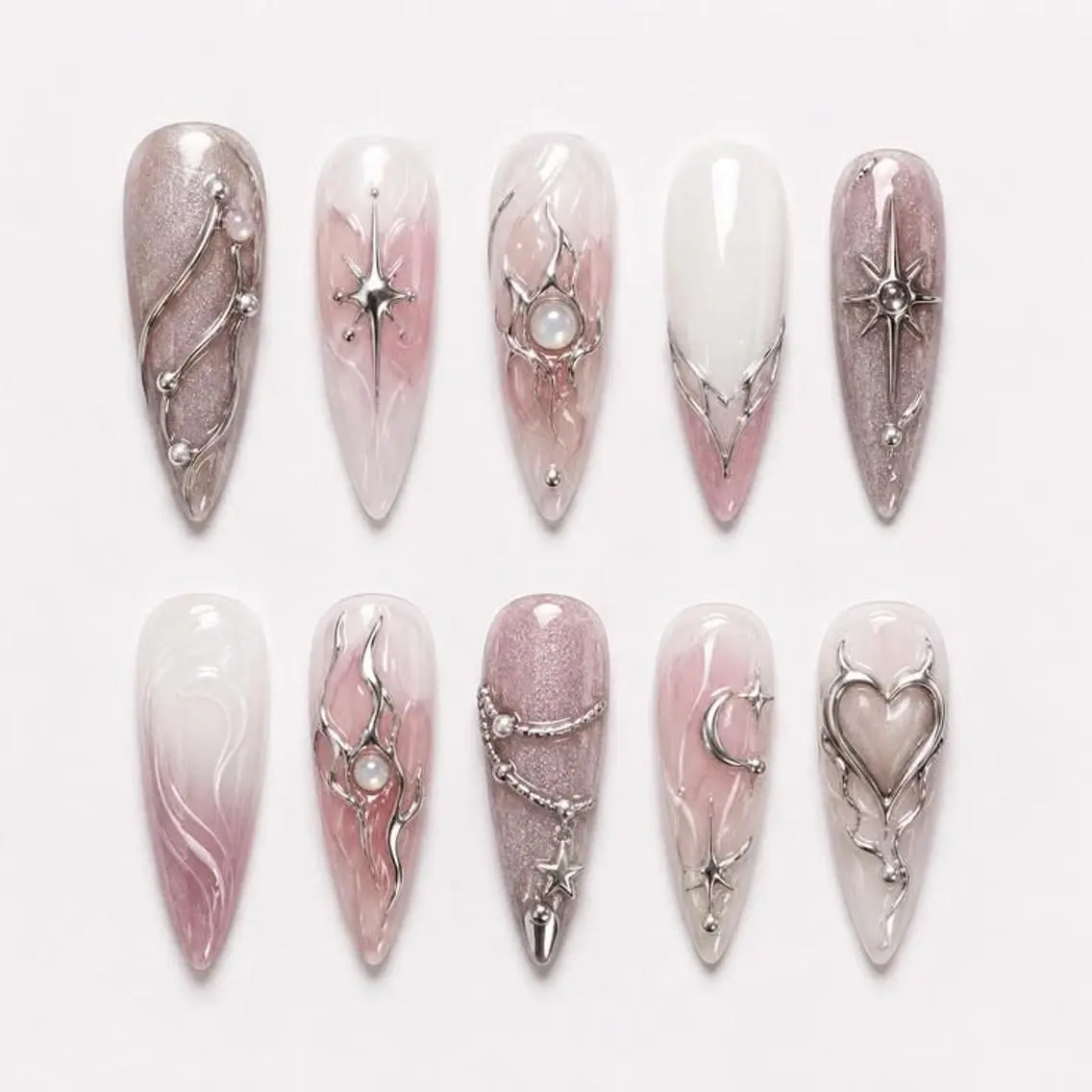 ネイル アートネイル ジェルネイル 韓国ネイル ロングネイル 持ち込み ハンドネイル Chiee Bling.Nailのネイルデザイン