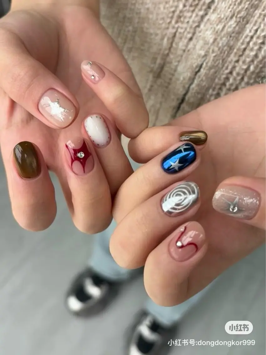 ネイル オーロラネイル 長さ出し ジェルネイル 氷ネイル・うるうるネイル 韓国ネイル Lumiereva nail salonのネイルデザイン