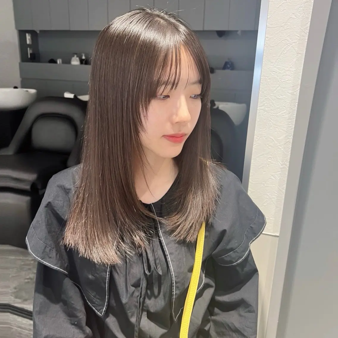 ミディアム 顔まわりレイヤー レイヤーカット 韓国モテhair🍑 momoのヘアスタイル