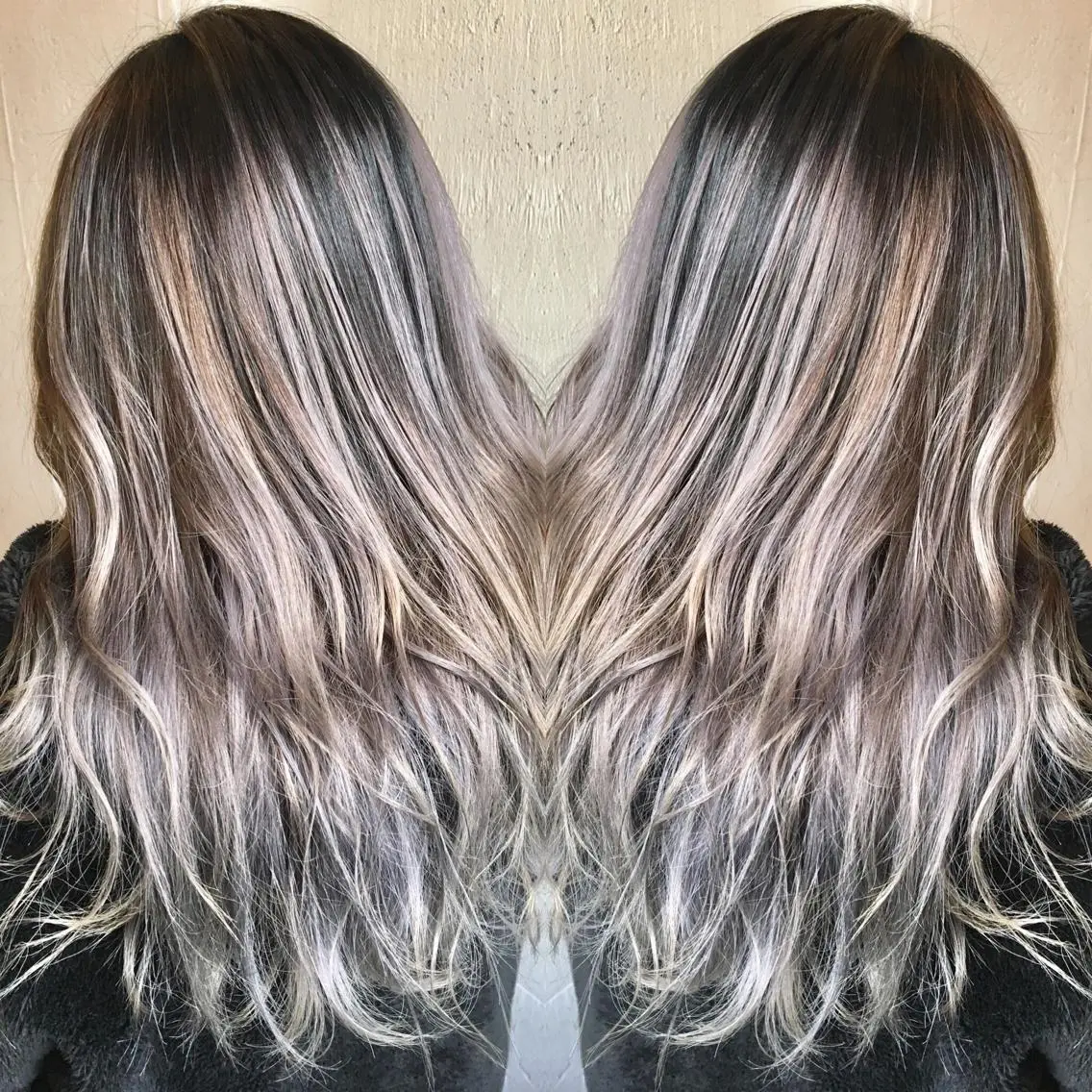 ロング カラー バレイヤージュ ブリーチ ケアブリーチ シルバー レイヤーカット レイヤー/大人メンズ パーマ🌀 平島拓也のヘアスタイル