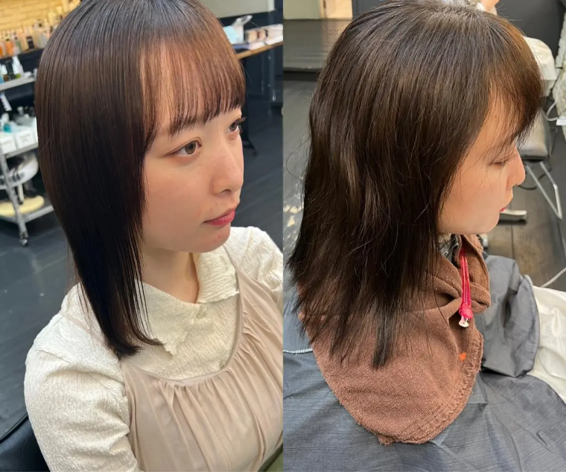 ミディアム パーマ 髪質改善 縮毛矯正 トリートメント 大久保 佳那のヘアスタイル